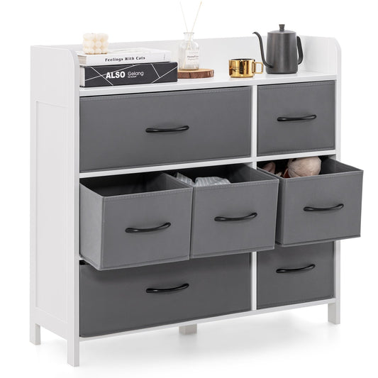 Fabric Dresser with 7 Drawers for Bedroom, White - Gallery Canada
