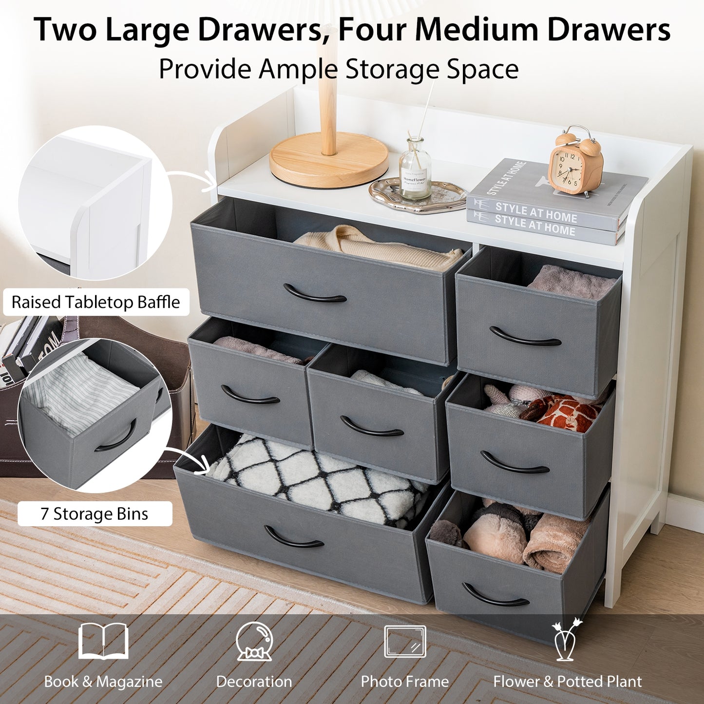 Fabric Dresser, 7 Drawers For Bedroom, White Dressers & Chests at Gallery Canada