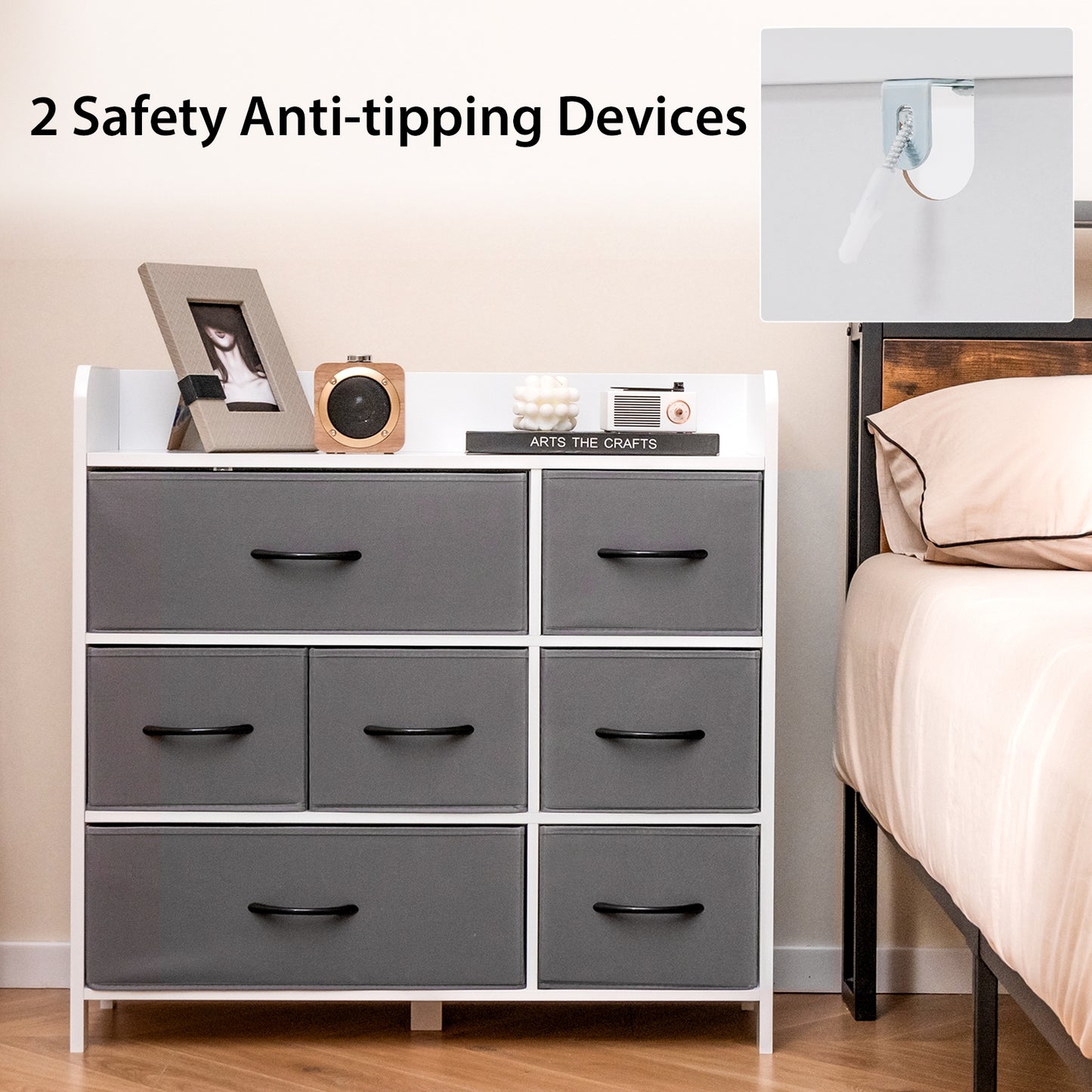 Fabric Dresser, 7 Drawers For Bedroom, White Dressers & Chests at Gallery Canada