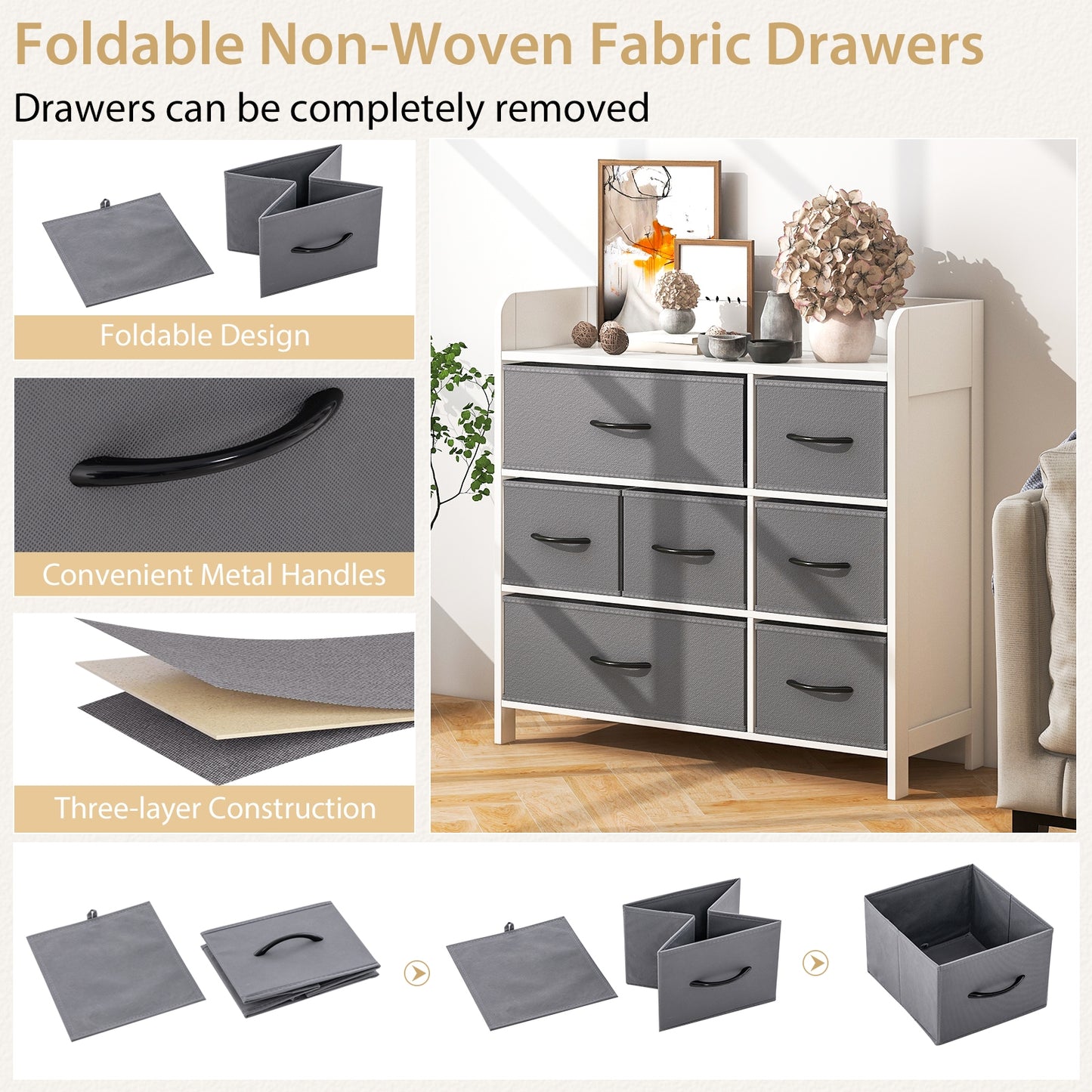 Fabric Dresser, 7 Drawers For Bedroom, White Dressers & Chests at Gallery Canada