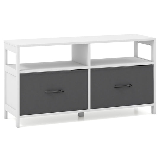 Fabric Chest of Drawers with 2 Drawers and 2 Open Shelves, White
