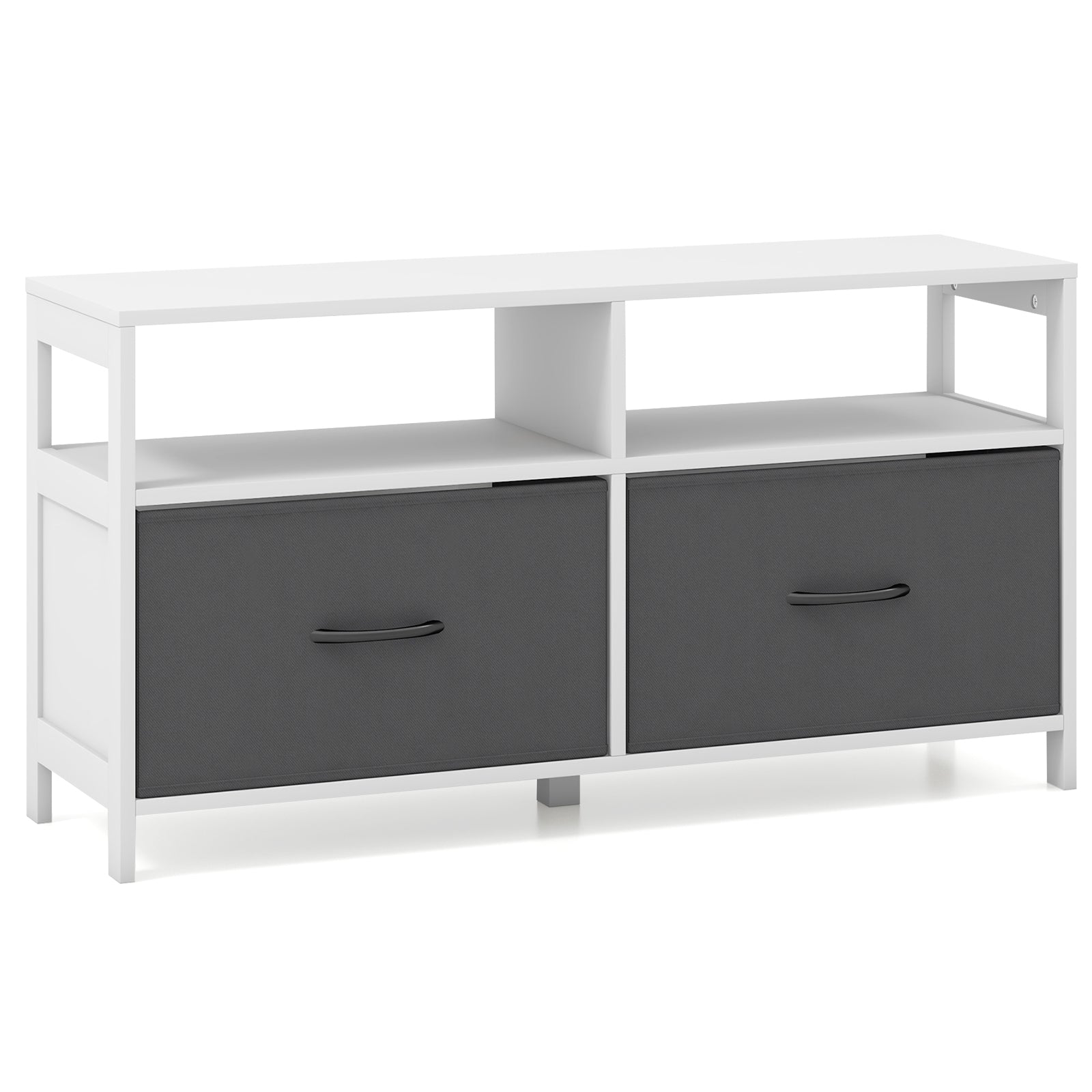 Fabric Chest of Drawers with 2 Drawers and 2 Open Shelves, White Dressers & Chests at Gallery Canada