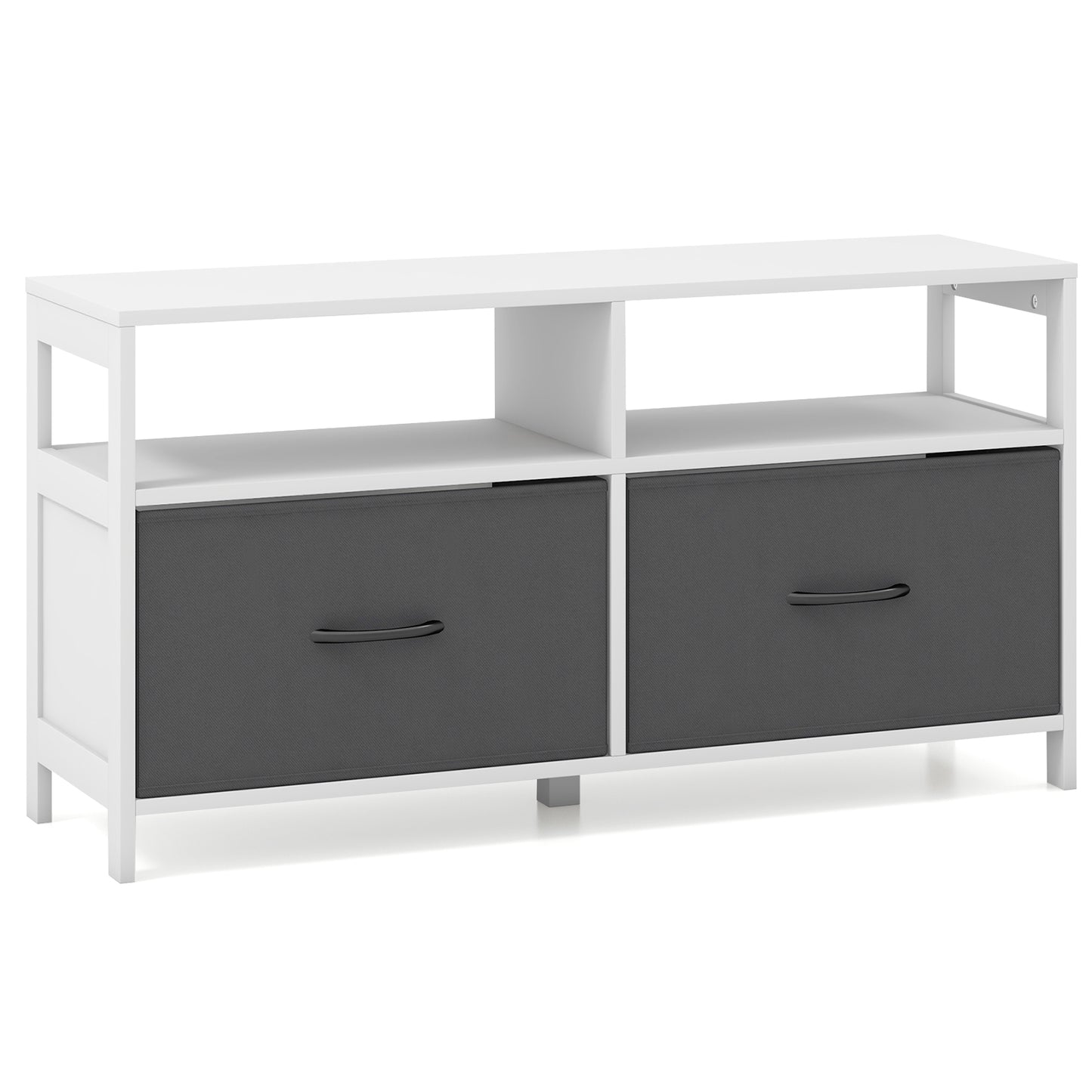 Fabric Chest of Drawers with 2 Drawers and 2 Open Shelves, White Dressers & Chests at Gallery Canada