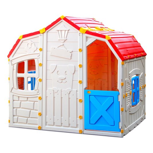 Cottage Kids Playhouse with Openable Windows and Working Door, Multicolor Play Tents & Playhouse red, blue, multicolor at Gallery Canada