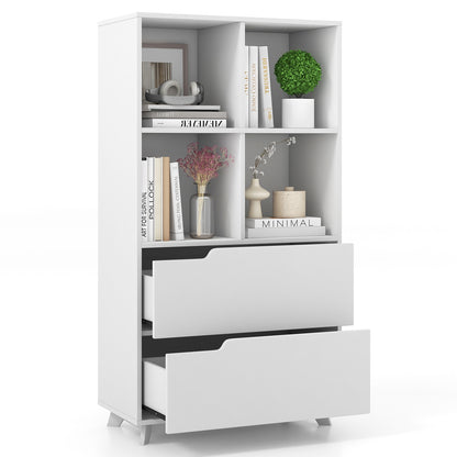 4-Tier Open Bookcase with 2 Drawers and 4 Storage Cubes, White Bookcases at Gallery Canada