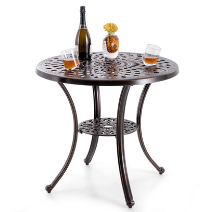 Cast Aluminum Patio Table, 31 Inch Round, Umbrella Hole, Copper Patio Dining Tables at Gallery Canada