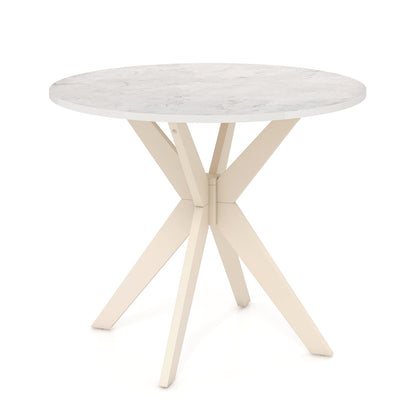 36-Inch Modern Kitchen Table, Faux Marble Top, Solid Wood Legs, White Dining Tables White at Gallery Canada
