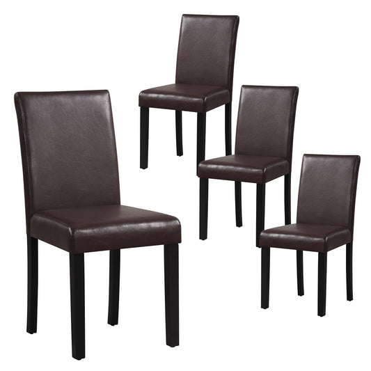 Dining Chair Set of 4 Upholstered Kitchen Dinette Chairs with Wood Frame, Brown - Gallery Canada