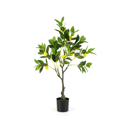 Artificial Lemon Tree, 2.6 ft, Fake Plant with Fruits