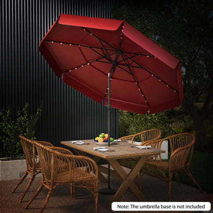 10 Feet Solar Patio Umbrella with 3-Tier Vented Top, Red Outdoor Umbrellas at Gallery Canada