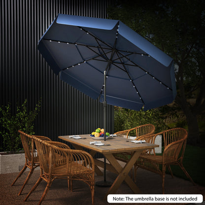 10 Feet Solar Patio Umbrella, 3-Tier Vented Top, Navy Outdoor Umbrellas at Gallery Canada