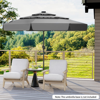 10 Feet Solar Patio Umbrella with 3-Tier Vented Top, Gray Outdoor Umbrellas at Gallery Canada