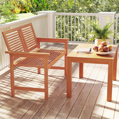 Outdoor Wooden Bench 2-Person Patio Bench with Slatted Backrest and Seat, Natural Outdoor Benches at Gallery Canada