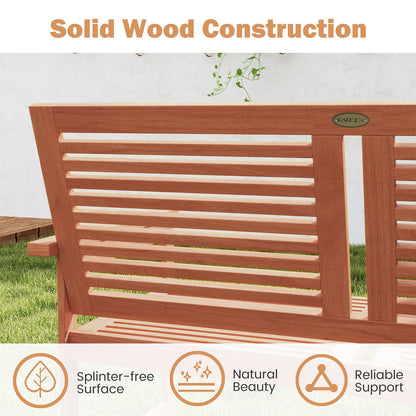 Outdoor Wooden Bench 2-Person Patio Bench with Slatted Backrest and Seat, Natural Outdoor Benches at Gallery Canada