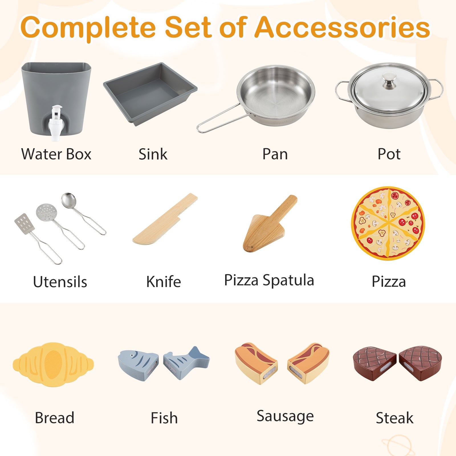 3-Piece Outdoor Kitchen Set Mud Kitchen with Separate BBQ Grill and Pizza Oven, Natural Play Kitchen Sets at Gallery Canada