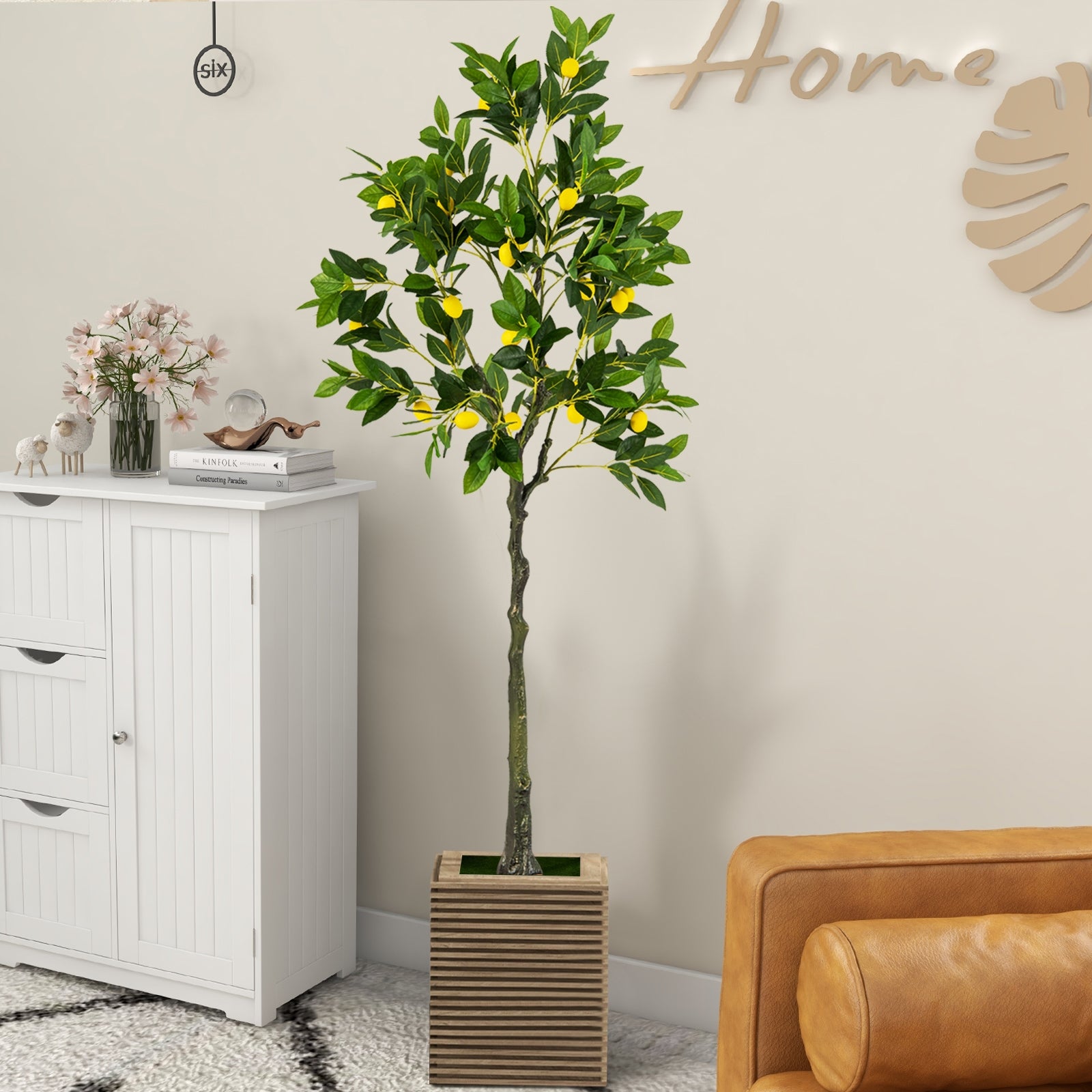Artificial Lemon Tree 2.6/4/5.2 Feet Tall Fake Lemon Plant wuth Lemon Fruits-5.2 ft Faux Plants at Gallery Canada