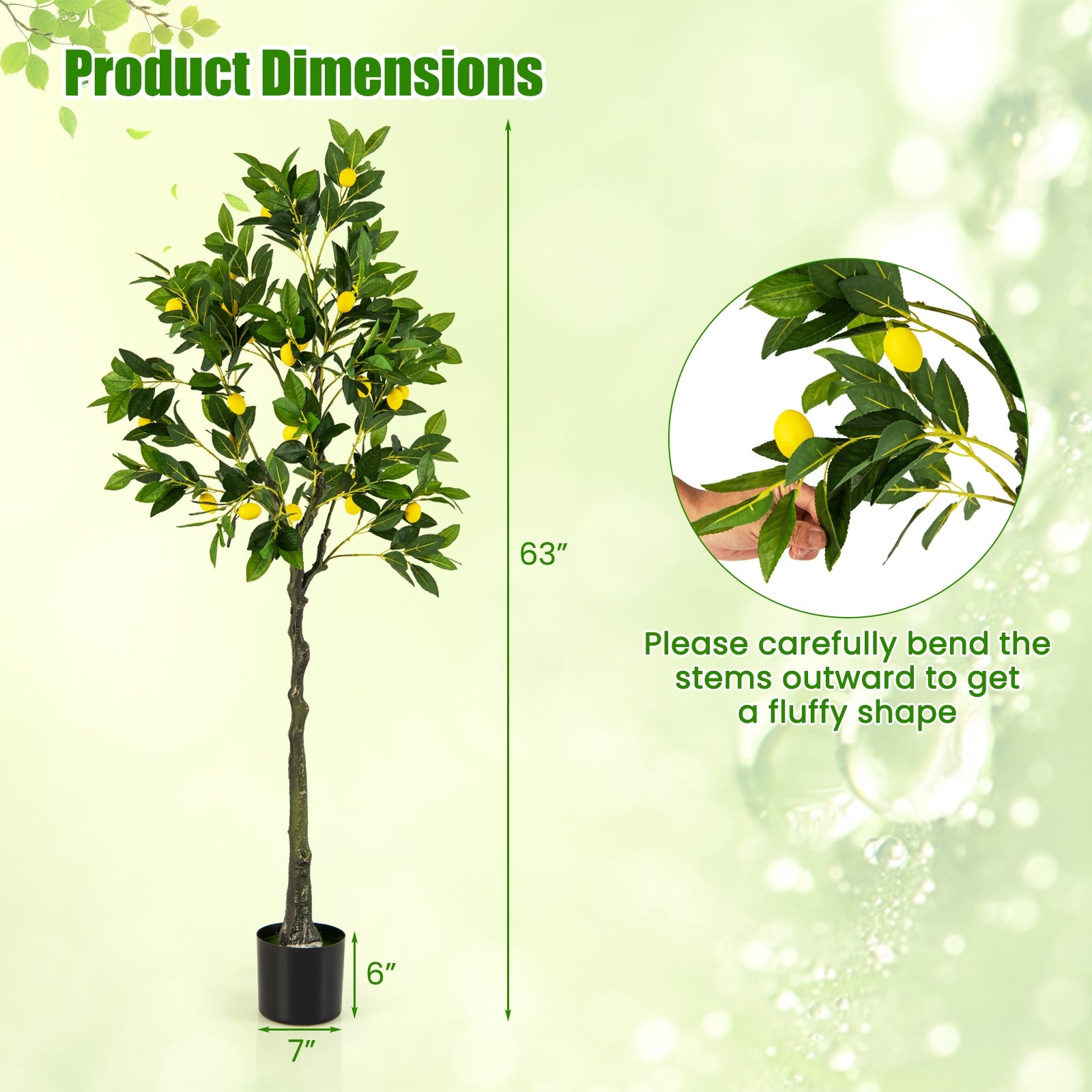 Artificial Lemon Tree 2.6/4/5.2 Feet Tall Fake Lemon Plant wuth Lemon Fruits-5.2 ft Faux Plants at Gallery Canada