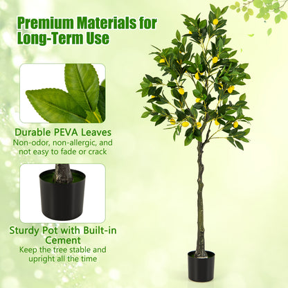 Artificial Lemon Tree 2.6/4/5.2 Feet Tall Fake Lemon Plant wuth Lemon Fruits-5.2 ft Faux Plants at Gallery Canada