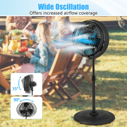 16 Inch Outdoor Misting Fan Oscillating Pedestal Fan with 3 Mist Levels, Black Fans at Gallery Canada