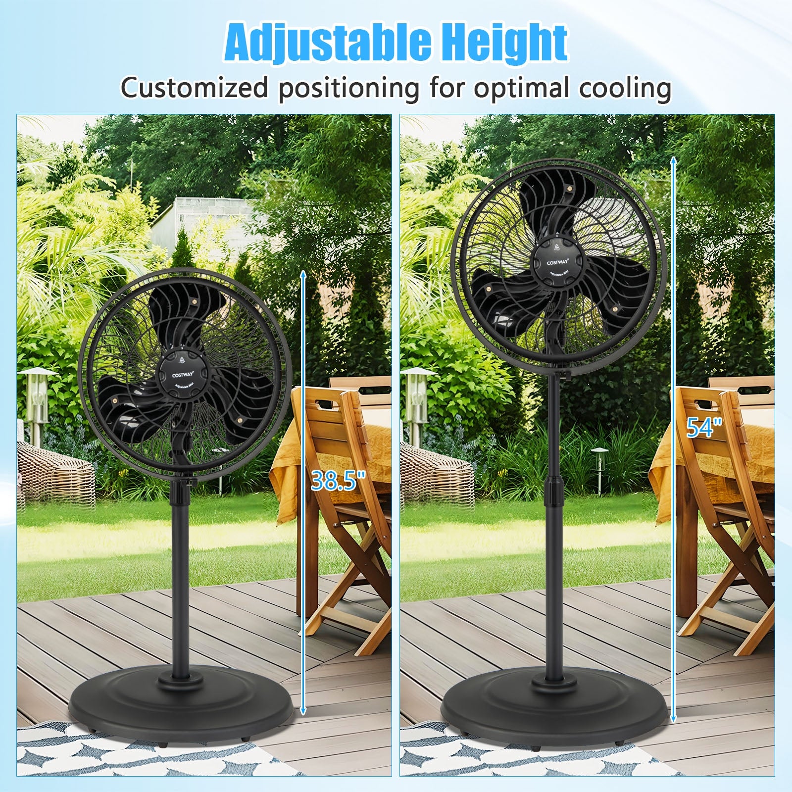 16 Inch Outdoor Misting Fan Oscillating Pedestal Fan with 3 Mist Levels, Black Fans at Gallery Canada