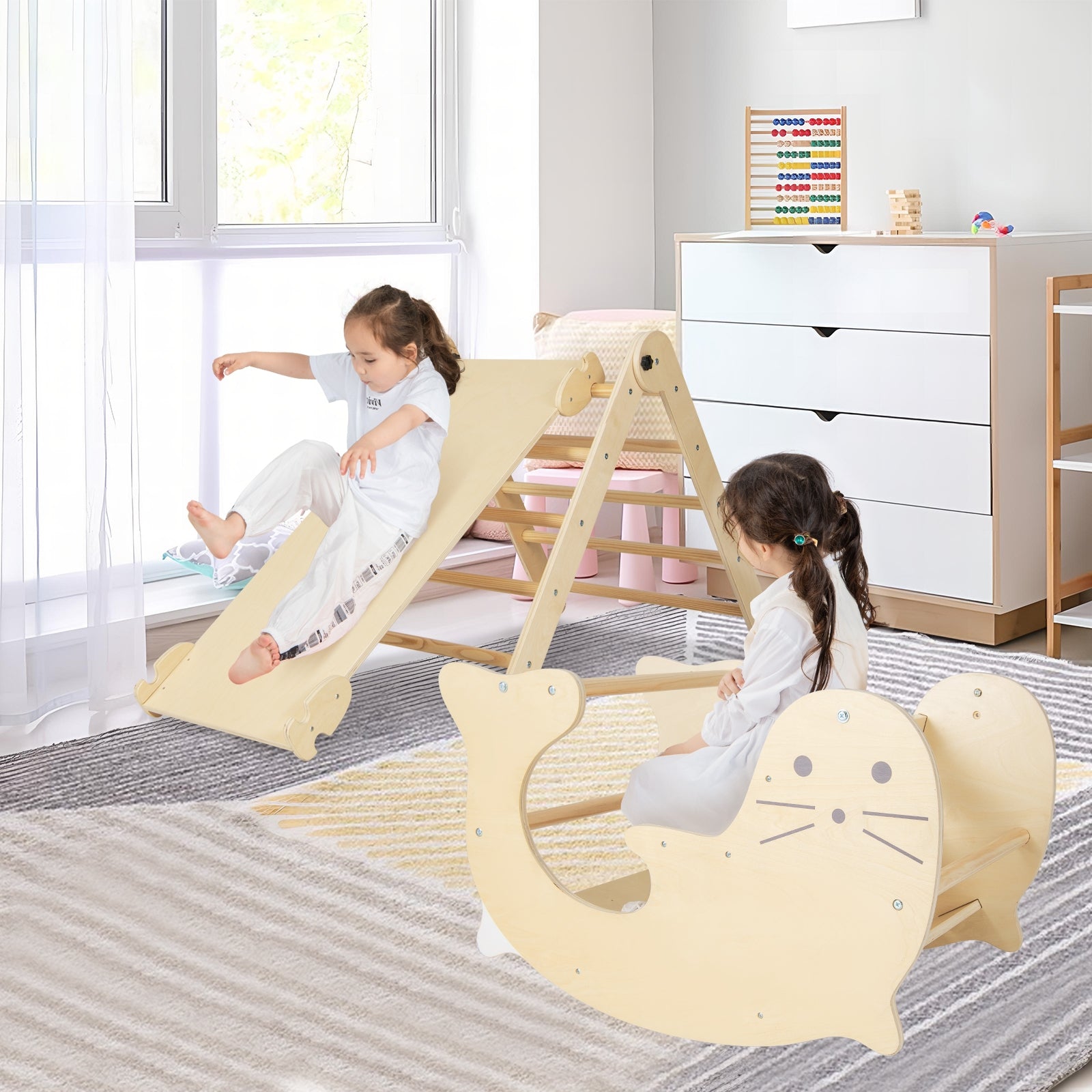 7-in-1 Indoor Climbing Toys for Toddlers with Reversible Ramp, Natural Climbers & Slides at Gallery Canada