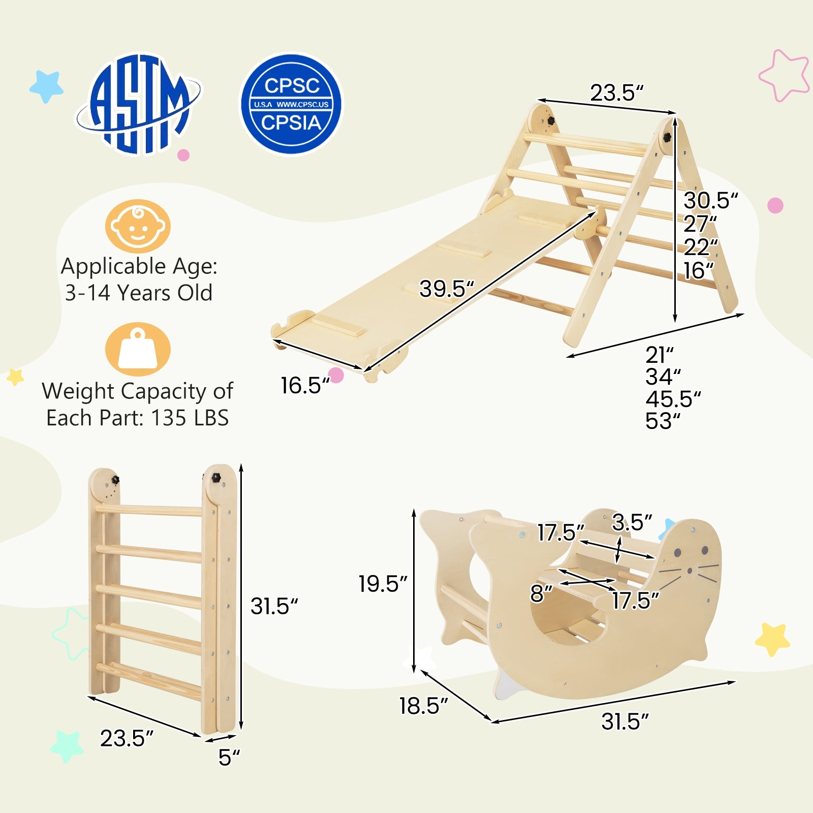 7-in-1 Indoor Climbing Toys for Toddlers with Reversible Ramp, Natural Climbers & Slides at Gallery Canada