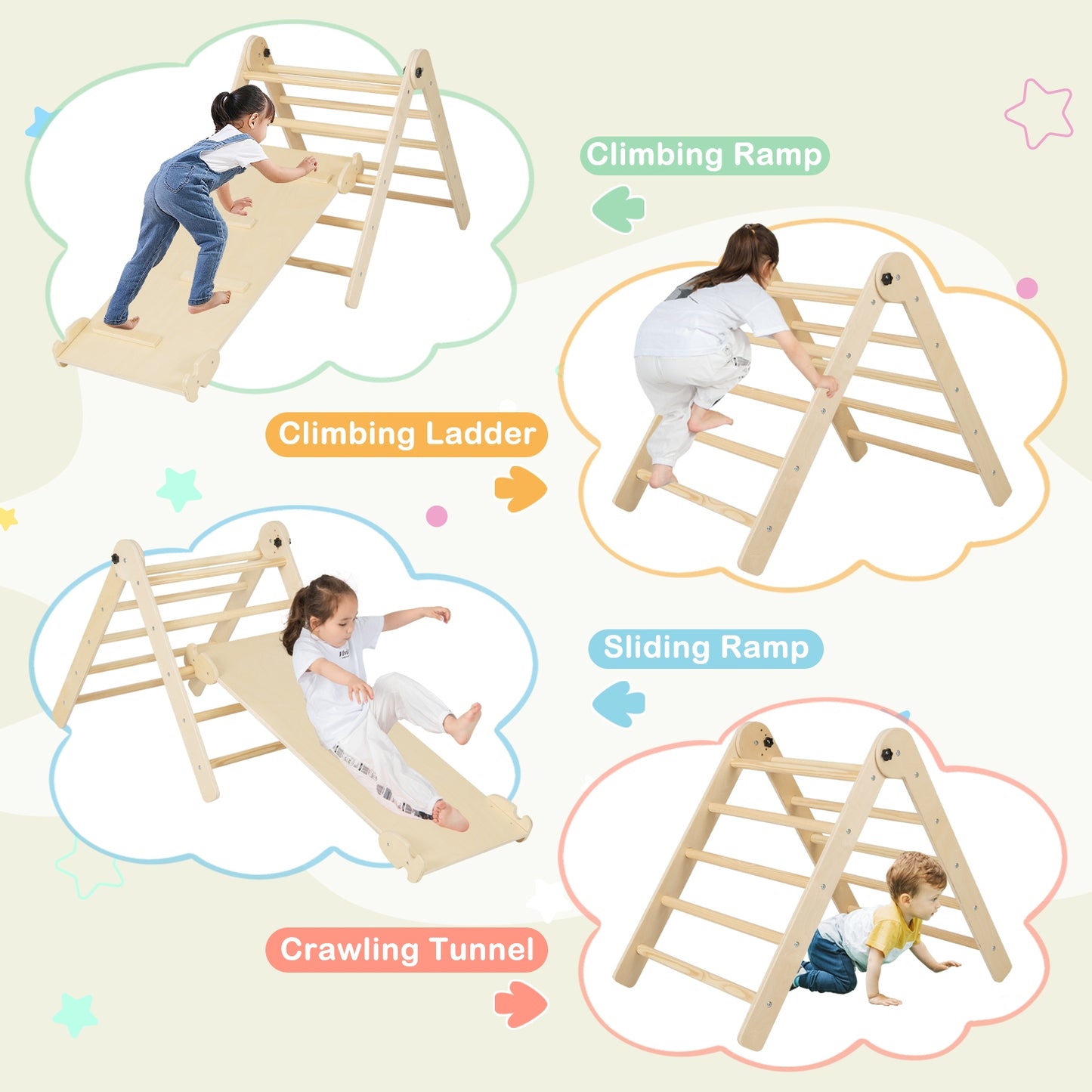 7-in-1 Indoor Climbing Toys for Toddlers with Reversible Ramp, Natural Climbers & Slides at Gallery Canada
