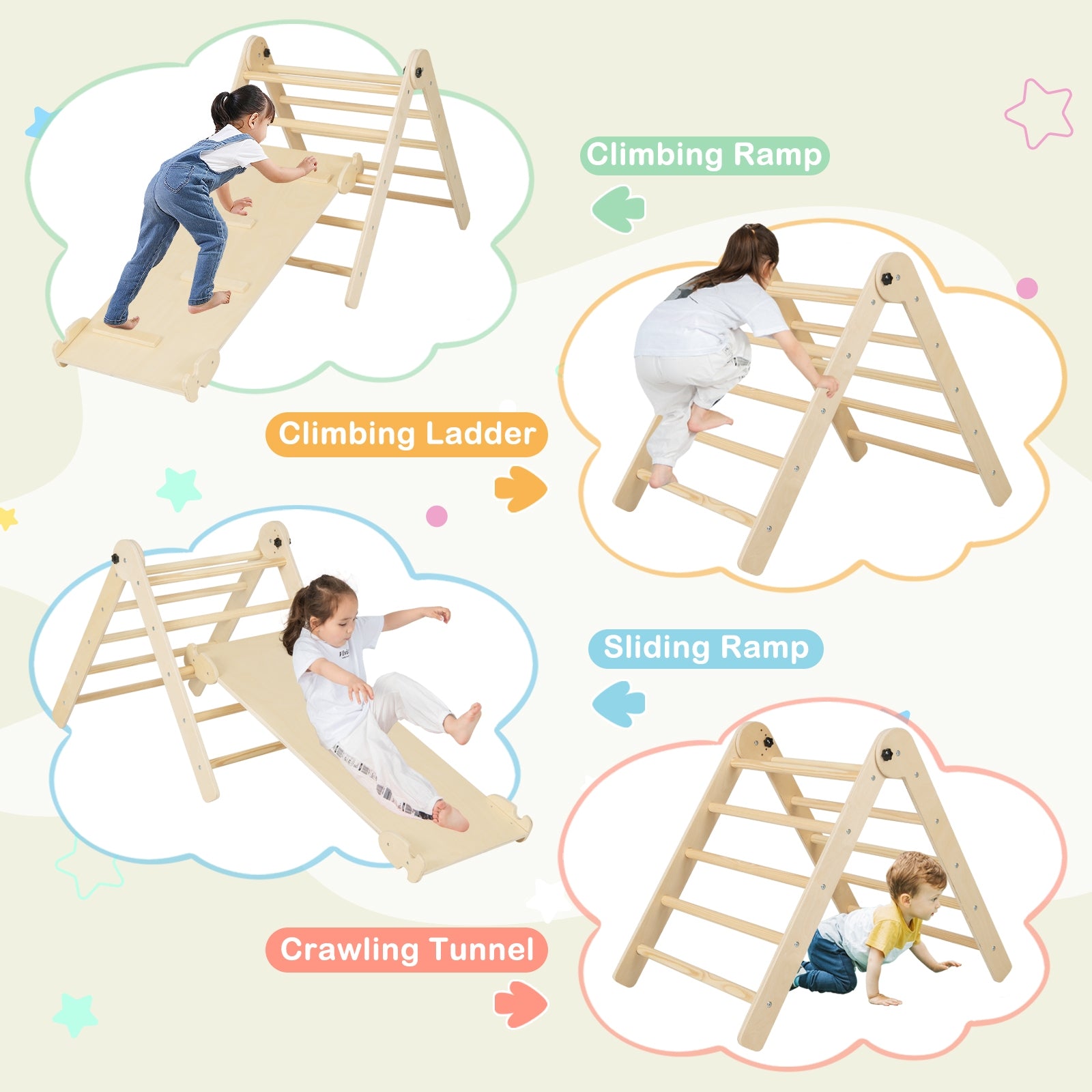7-in-1 Indoor Climbing Toys for Toddlers with Reversible Ramp, Natural Climbers & Slides at Gallery Canada