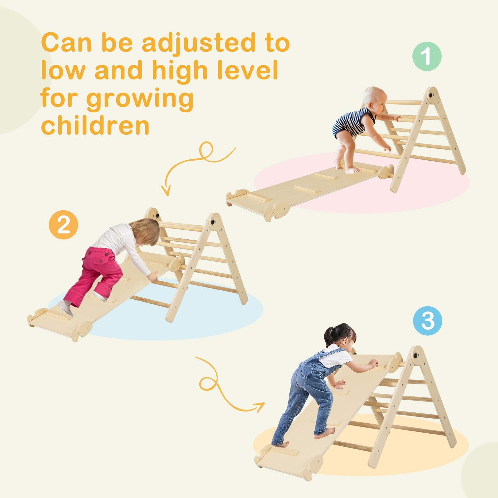 7-in-1 Indoor Climbing Toys for Toddlers with Reversible Ramp, Natural Climbers & Slides at Gallery Canada