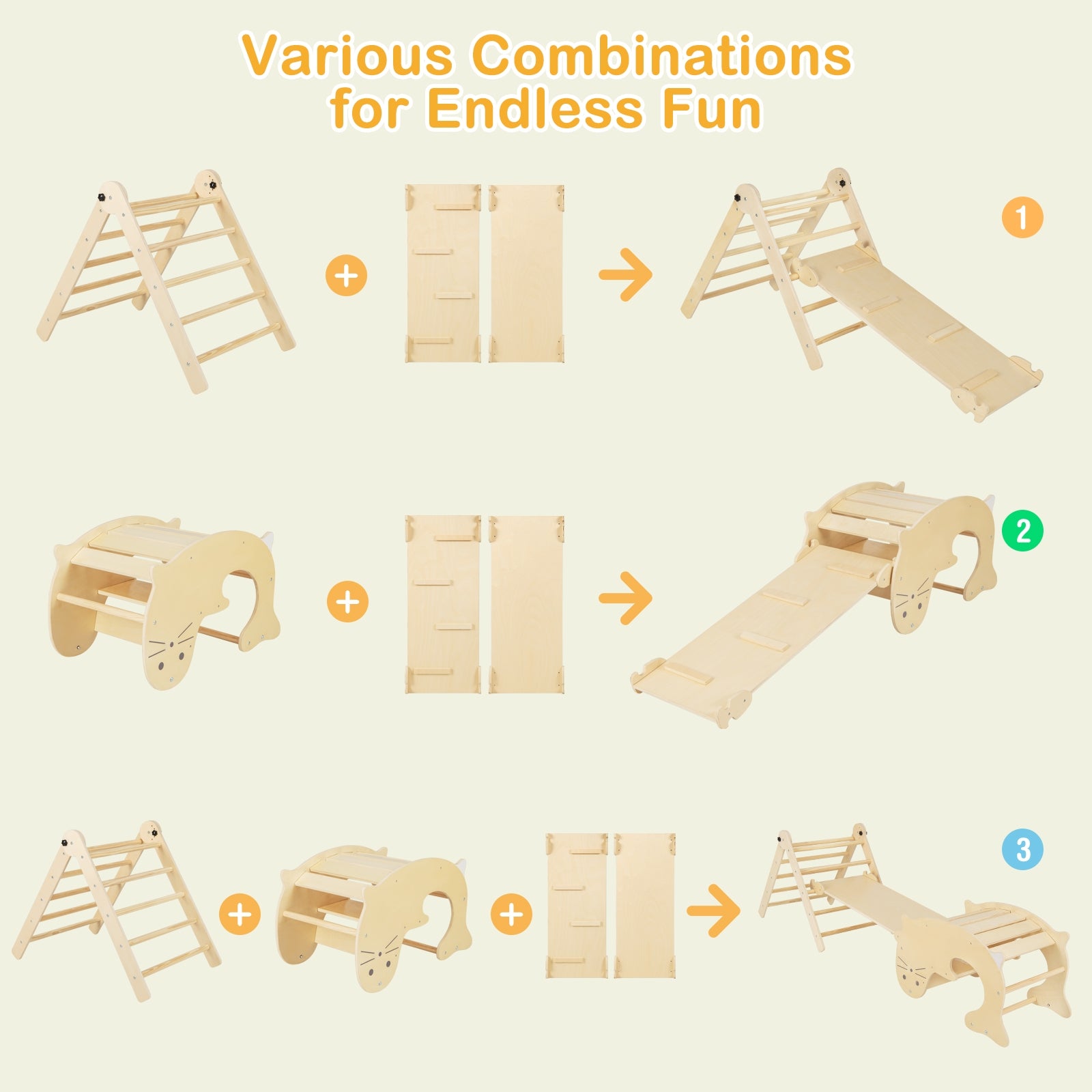 7-in-1 Indoor Climbing Toys for Toddlers with Reversible Ramp, Natural Climbers & Slides at Gallery Canada