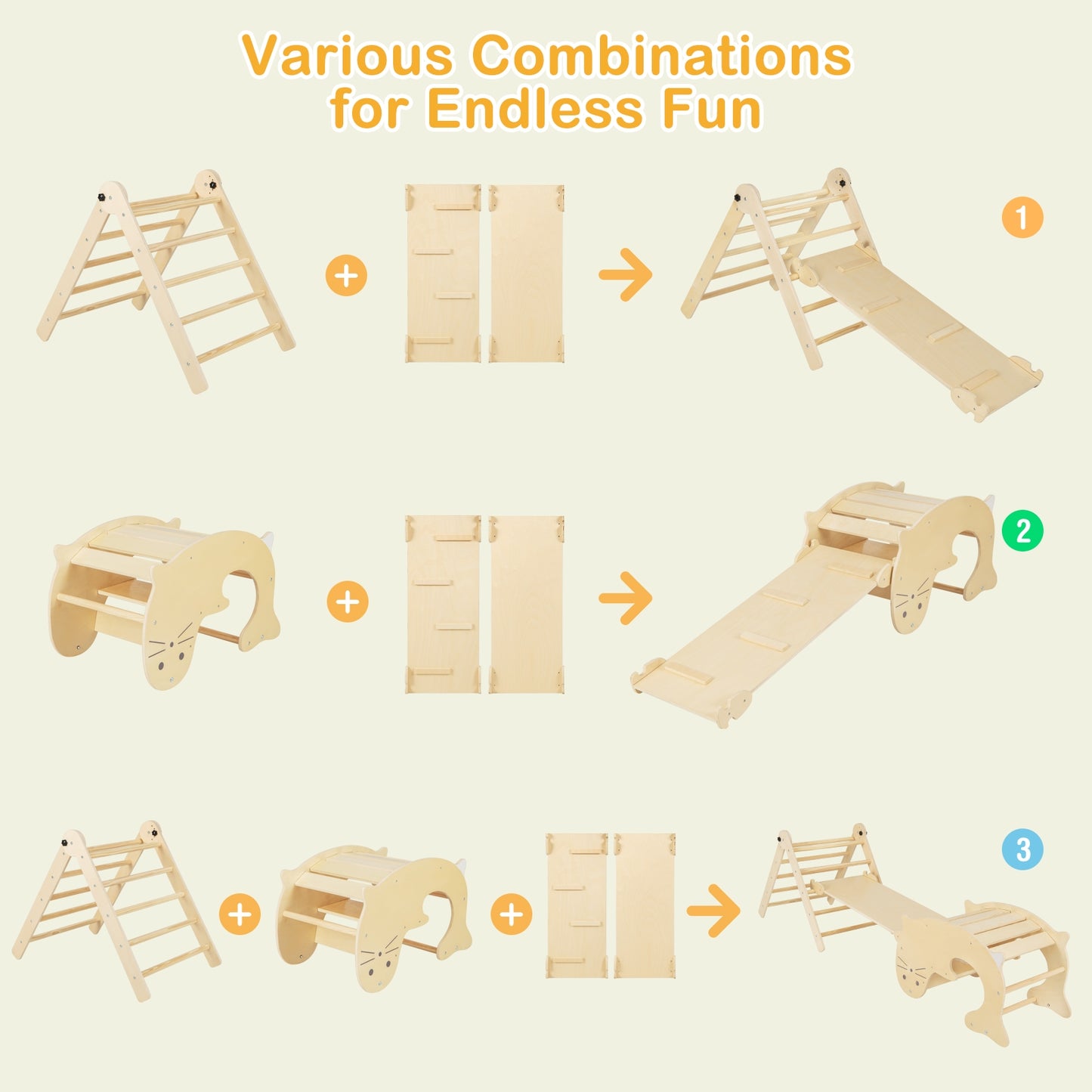 7-in-1 Indoor Climbing Toys for Toddlers with Reversible Ramp, Natural Climbers & Slides at Gallery Canada