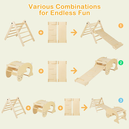 7-in-1 Indoor Climbing Toys for Toddlers with Reversible Ramp, Natural Climbers & Slides at Gallery Canada