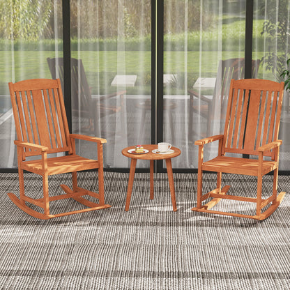 Outdoor Rocking Chair Solid Wood High Back Rocker with Slatted Seat, Natural Patio Rocking Chairs & Gliders at Gallery Canada
