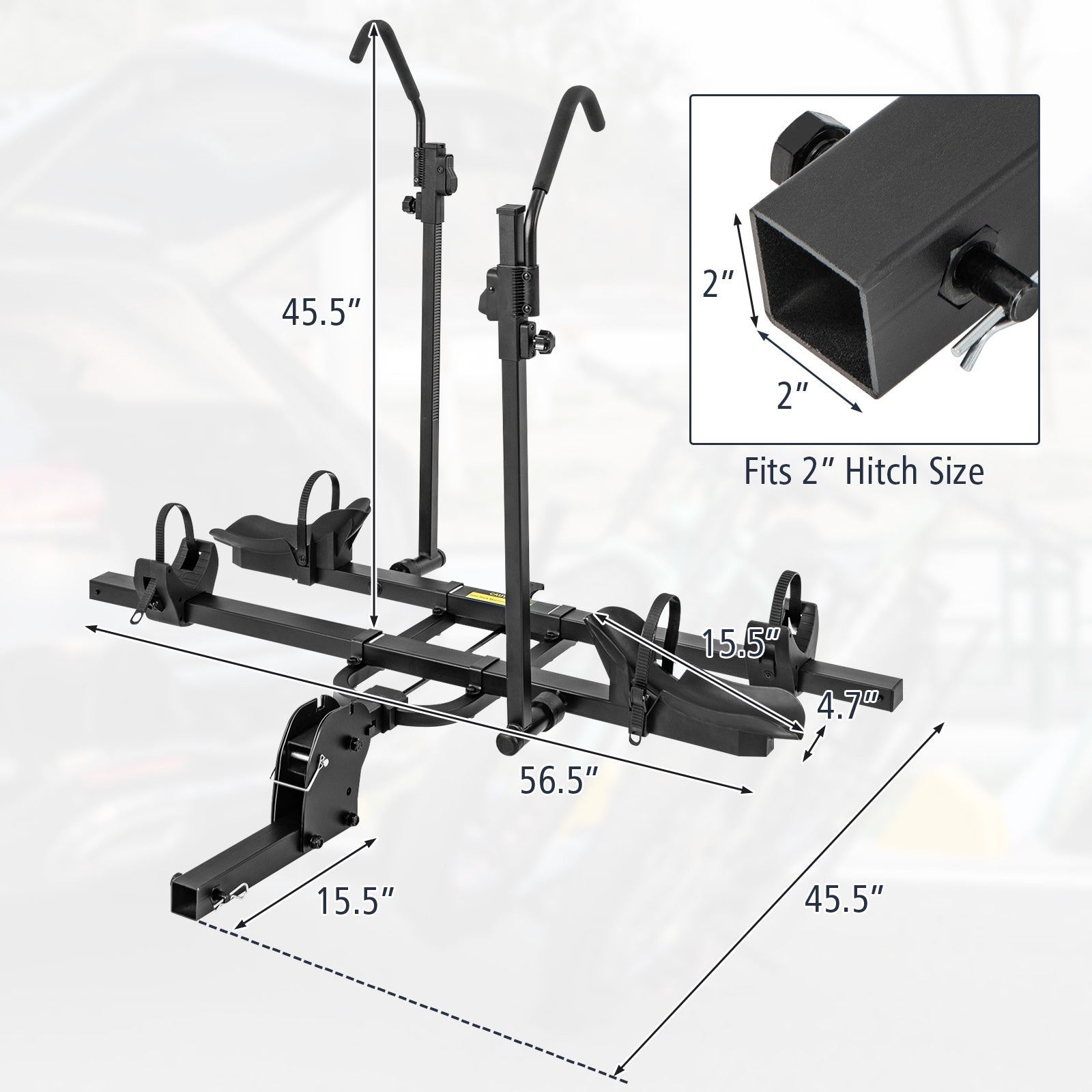 2 Inch Hitch Mount Bike Rack 2-Bike Platform Style Carrier with Tilt-able Design for Easy Trunk Access, Black Garages at Gallery Canada