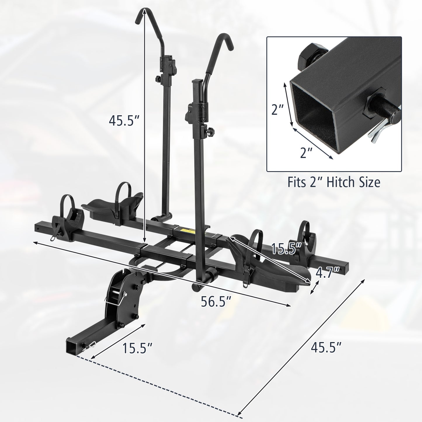 2 Inch Hitch Mount Bike Rack 2-Bike Platform Style Carrier with Tilt-able Design for Easy Trunk Access, Black Garages at Gallery Canada