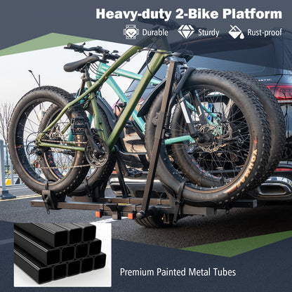 2 Inch Hitch Mount Bike Rack 2-Bike Platform Style Carrier with Tilt-able Design for Easy Trunk Access, Black Garages at Gallery Canada