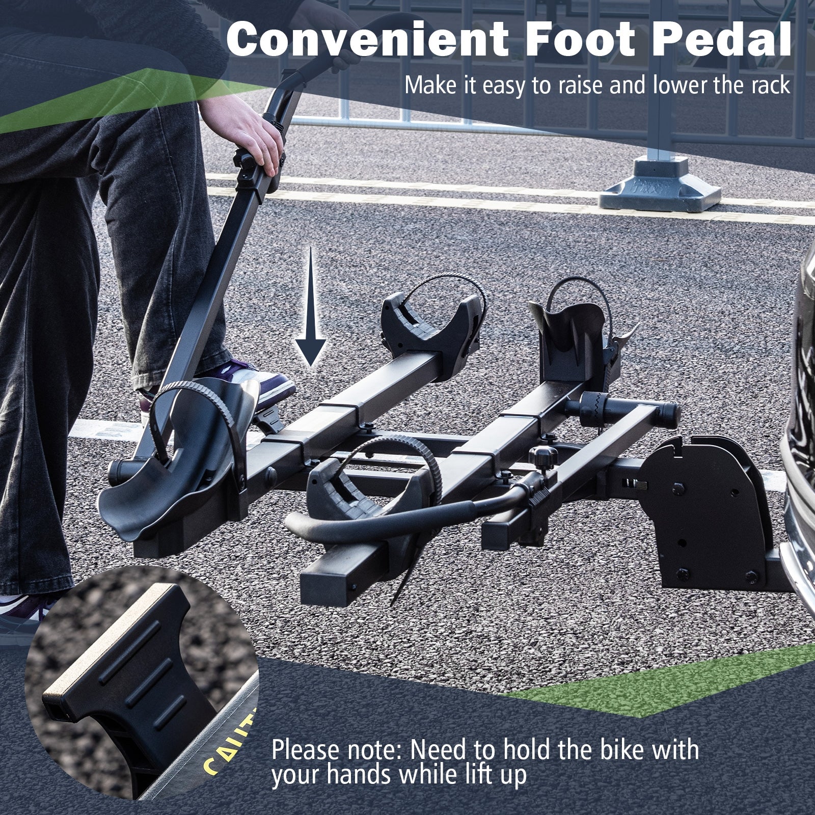 2 Inch Hitch Mount Bike Rack 2-Bike Platform Style Carrier with Tilt-able Design for Easy Trunk Access, Black Garages at Gallery Canada