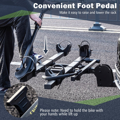 2 Inch Hitch Mount Bike Rack 2-Bike Platform Style Carrier with Tilt-able Design for Easy Trunk Access, Black Garages at Gallery Canada