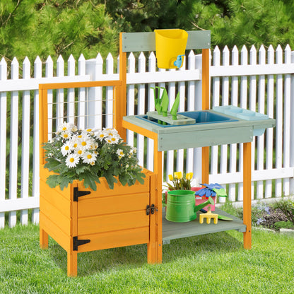Kids Outdoor Potting Bench with See-Through Window Play Kitchen Sets at Gallery Canada