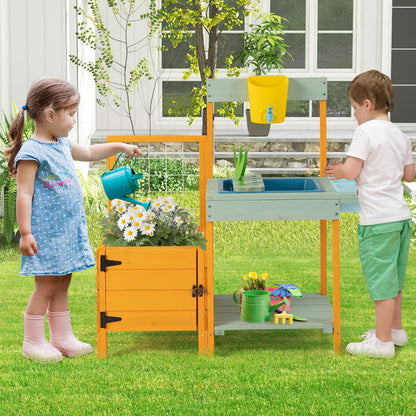 Kids Outdoor Potting Bench with See-Through Window Play Kitchen Sets at Gallery Canada
