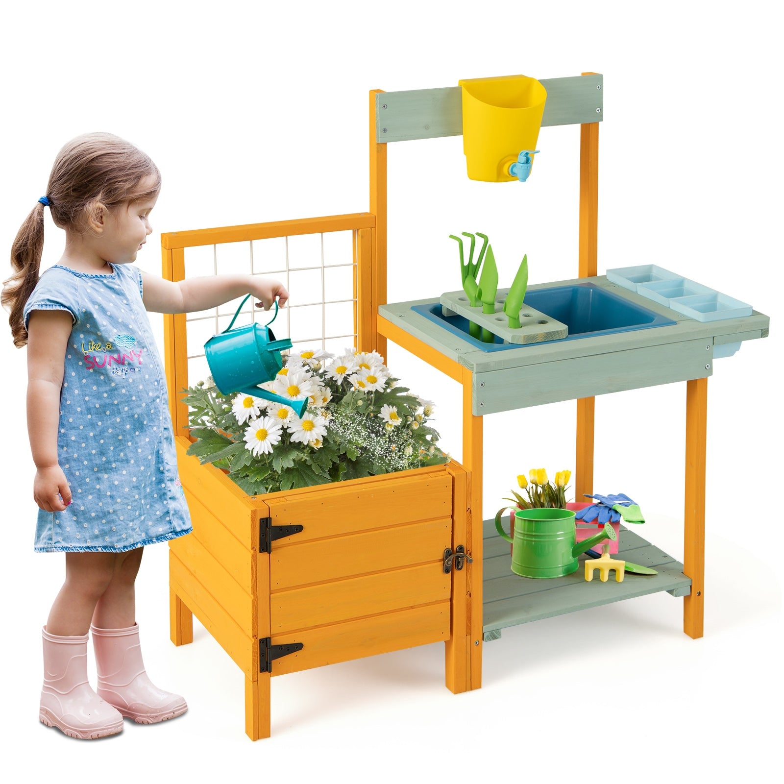 Kids Outdoor Potting Bench with See-Through Window Play Kitchen Sets at Gallery Canada