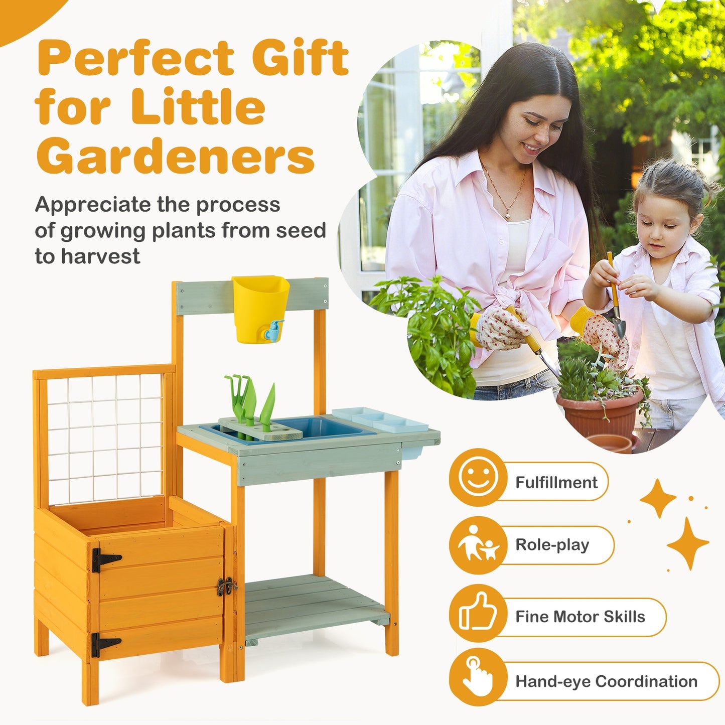 Kids Outdoor Potting Bench with See-Through Window Play Kitchen Sets at Gallery Canada