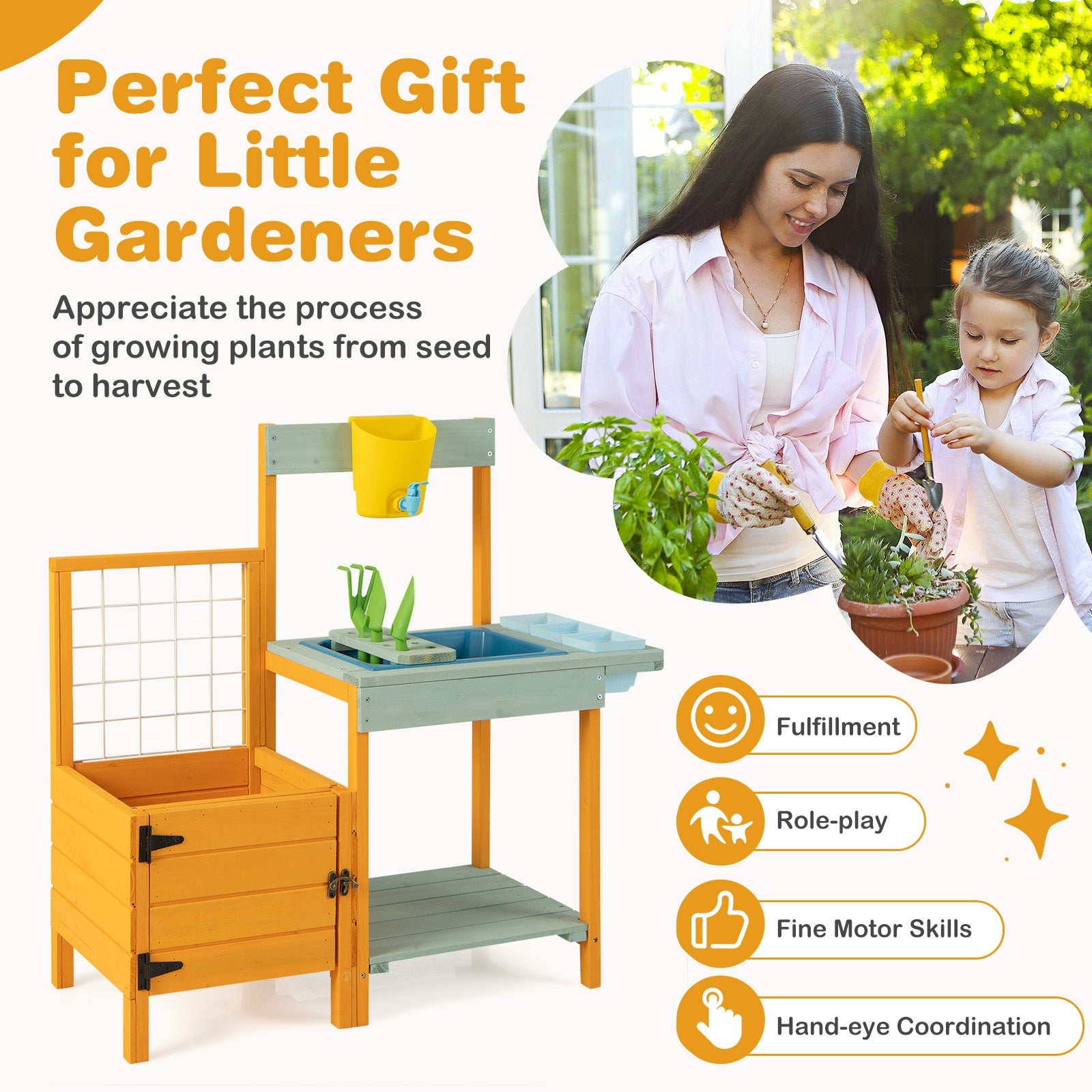 Kids Outdoor Potting Bench with See-Through Window Play Kitchen Sets at Gallery Canada