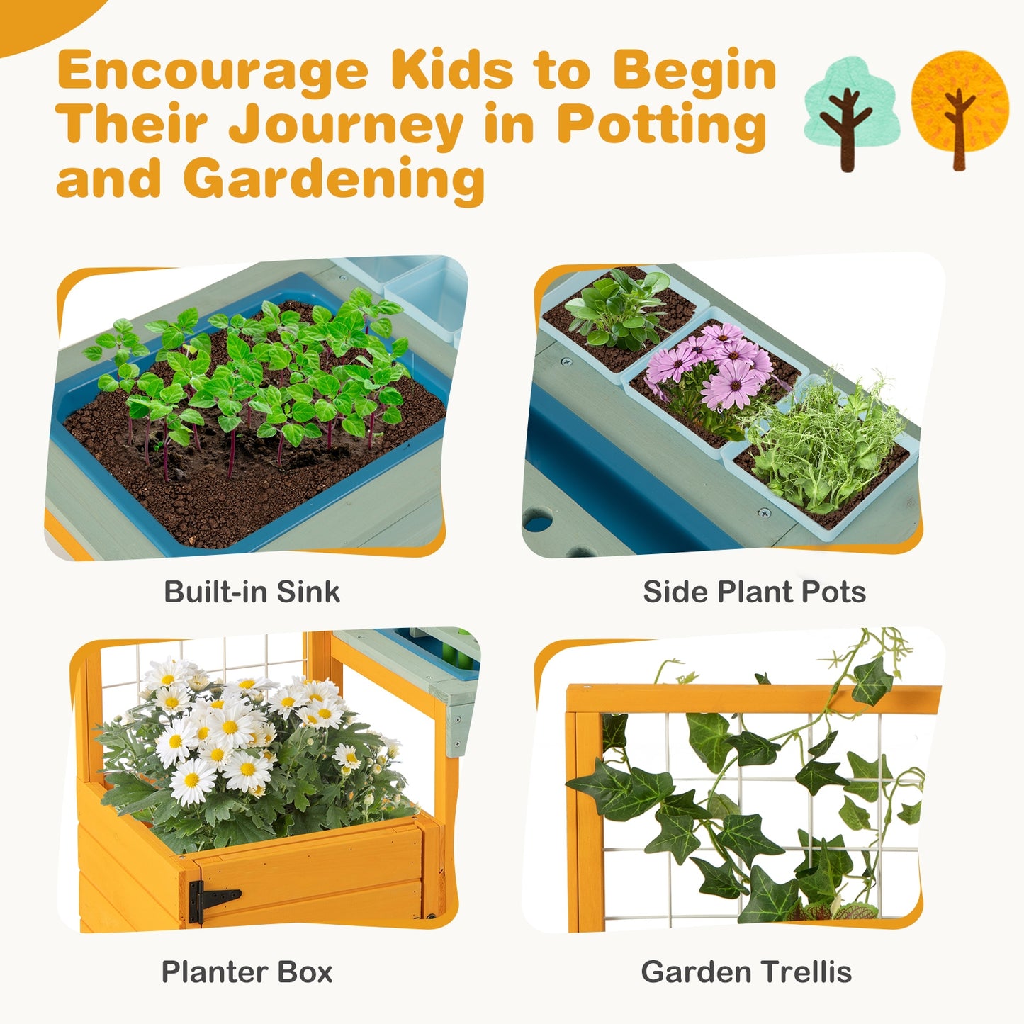 Kids Outdoor Potting Bench with See-Through Window Play Kitchen Sets at Gallery Canada