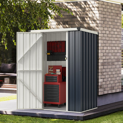 4 x 3 FT Metal Outdoor Storage Shed with Lockable Door, Gray