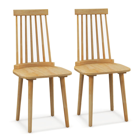 Windsor Dining Chairs Set of 2 with High Spindle Back and Natural Rubber Wood Legs for Dining Room Living Room, Natural Dining Chairs Natural at Gallery Canada