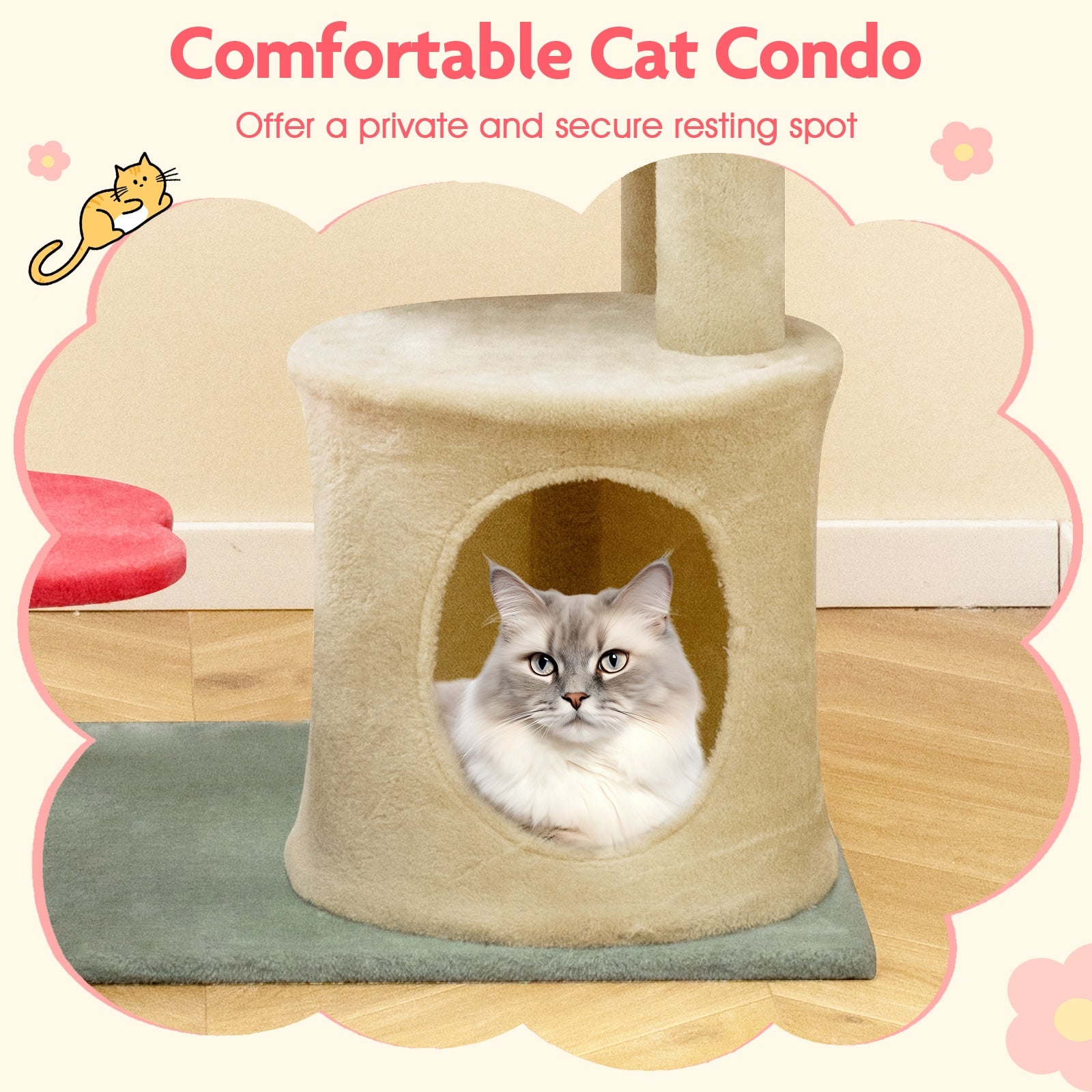 49 Inch Tall Multi-Level Aesthetic Floral Kitten Tower with Flower-Shaped Plush Padded Perch, Multicolor Cat Trees Condos & Scratchers at Gallery Canada