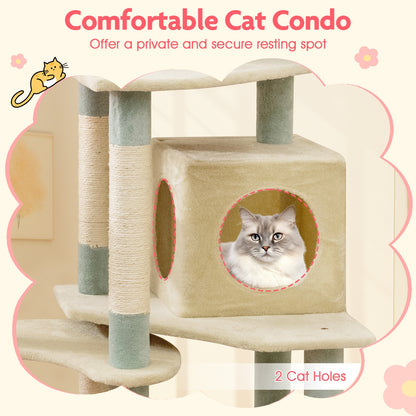 61 Inch Multi-Level Aesthetic Floral Kitten Tower with Flower-Shaped Padded Perch, Multicolor Cat Trees Condos & Scratchers at Gallery Canada