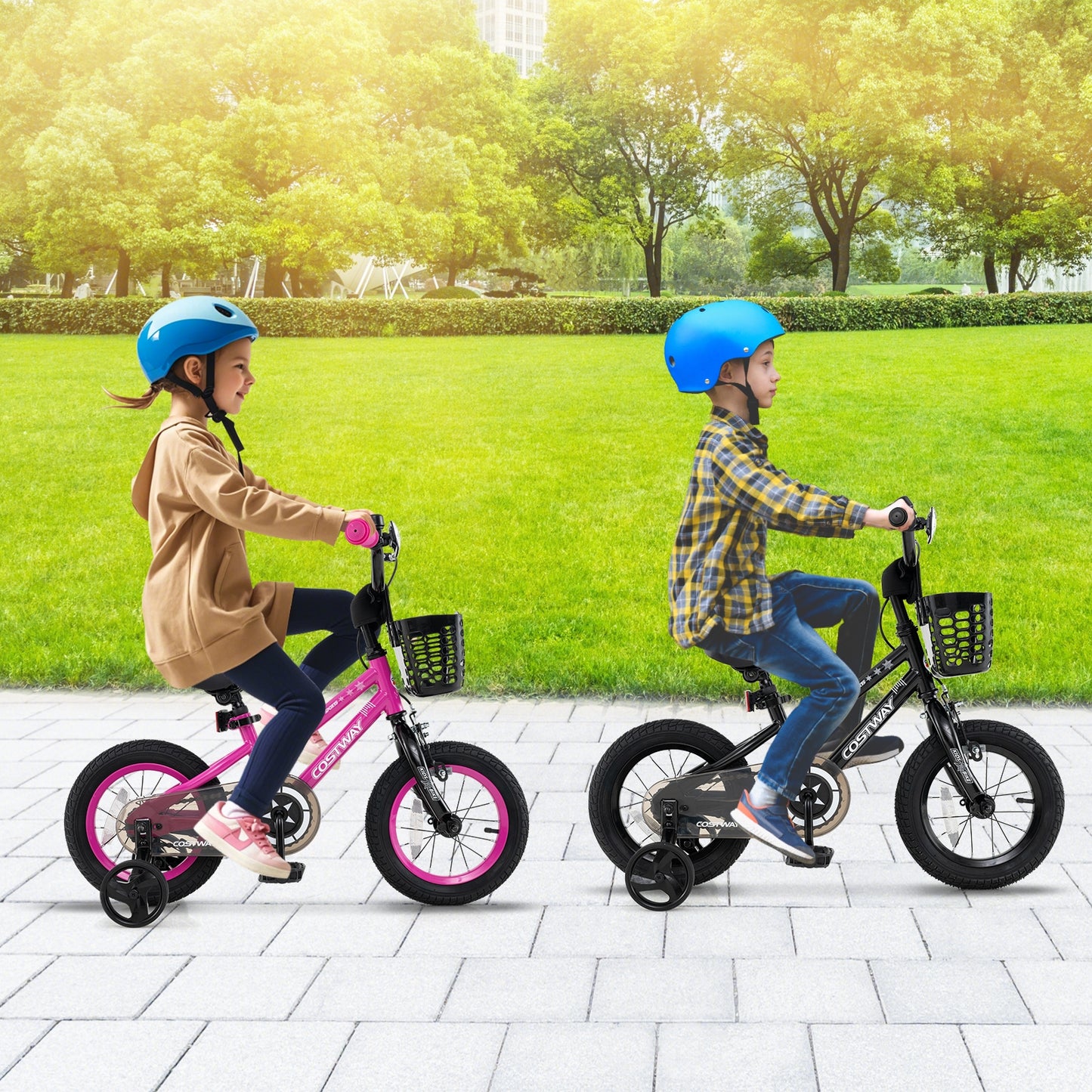 16 Inch Kids Bike with Basket and Training Wheels for Children Aged 4-7 Years Old, Black Kids Bike at Gallery Canada