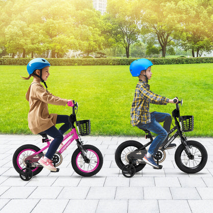 16 Inch Kids Bike with Basket and Training Wheels for Children Aged 4-7 Years Old, Black Kids Bike at Gallery Canada